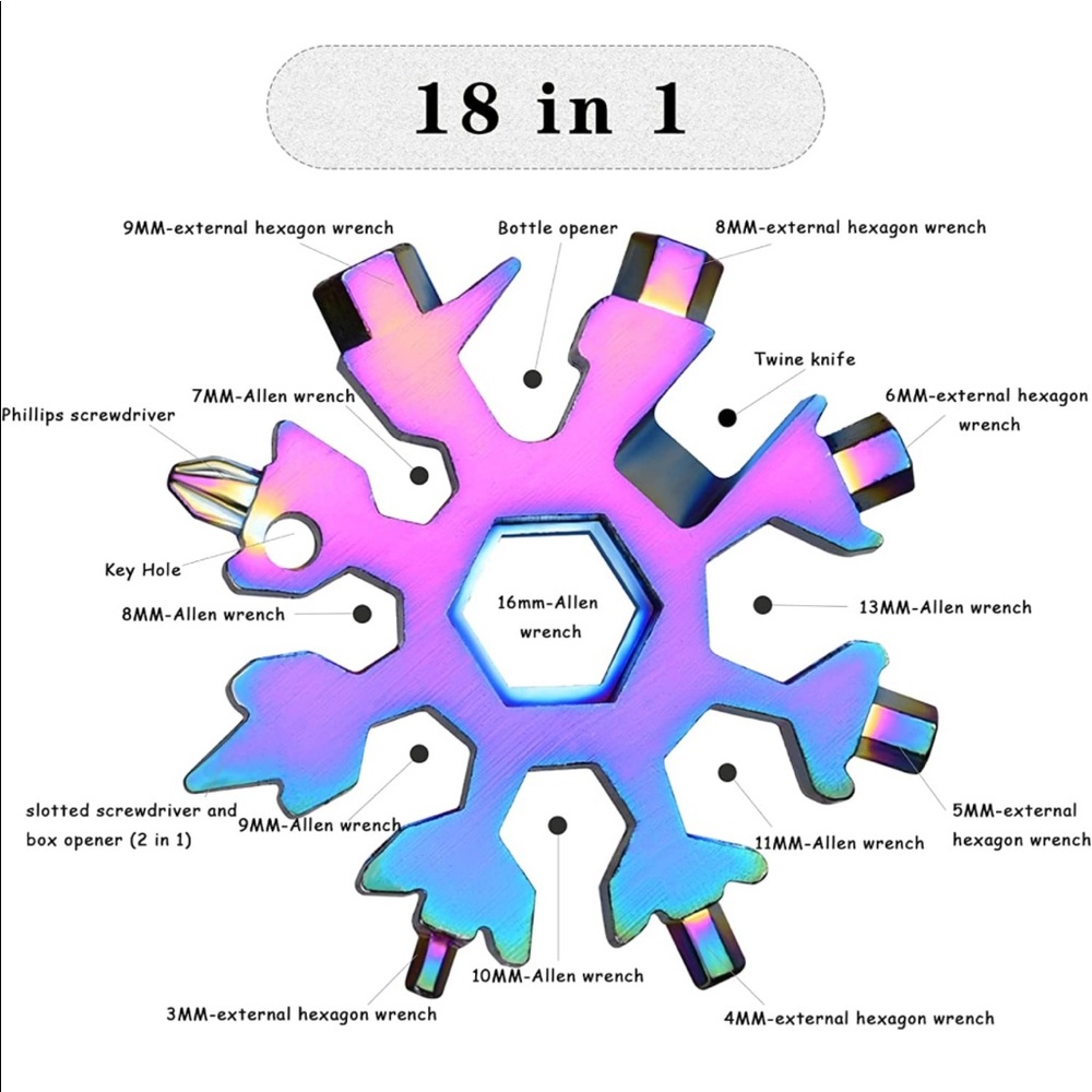 3/$15❤️ BRAND NEW Snowflake Keychain Multi-purpose Tool - Picture 3 of 11